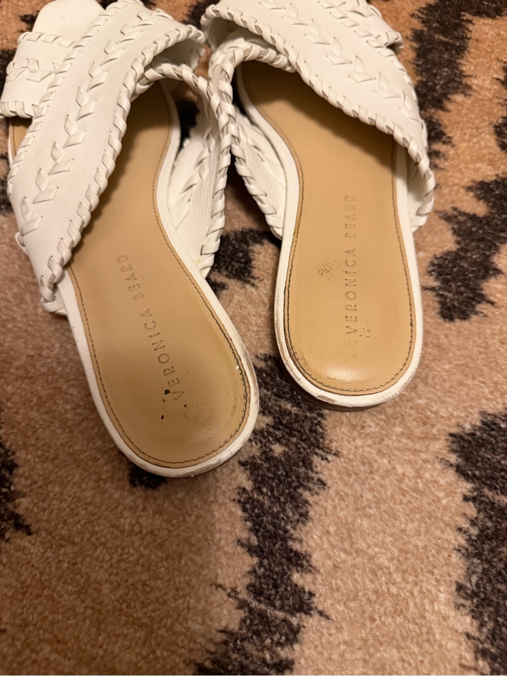 Veronica Beard white Women's dodo White Braided leather Slide Sandals - Picture 6 of 6